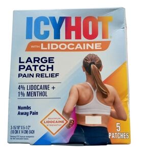 NWT ICY HOT with Lidocaine Pain Relief Patches, 5  Large Patches